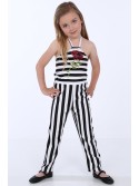 Girls\' black and white striped jumpsuit NDZ8520 - Online store - Boutique